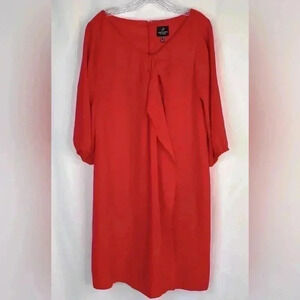 Adrianna Papell Women’s Coral Shift Mini Dress Relaxed Fit 3/4 Sleeve Plus Sz 16